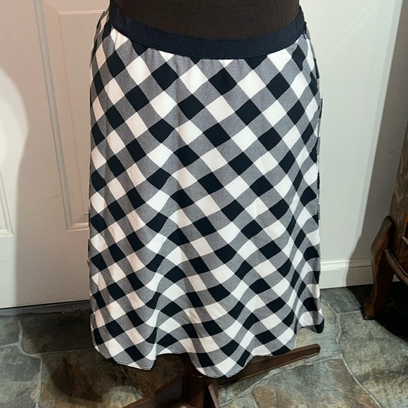 Ann Taylor Buffalo Plaid Black & White Checkered A Line Skirt Size 8 - Picture 1 of 4